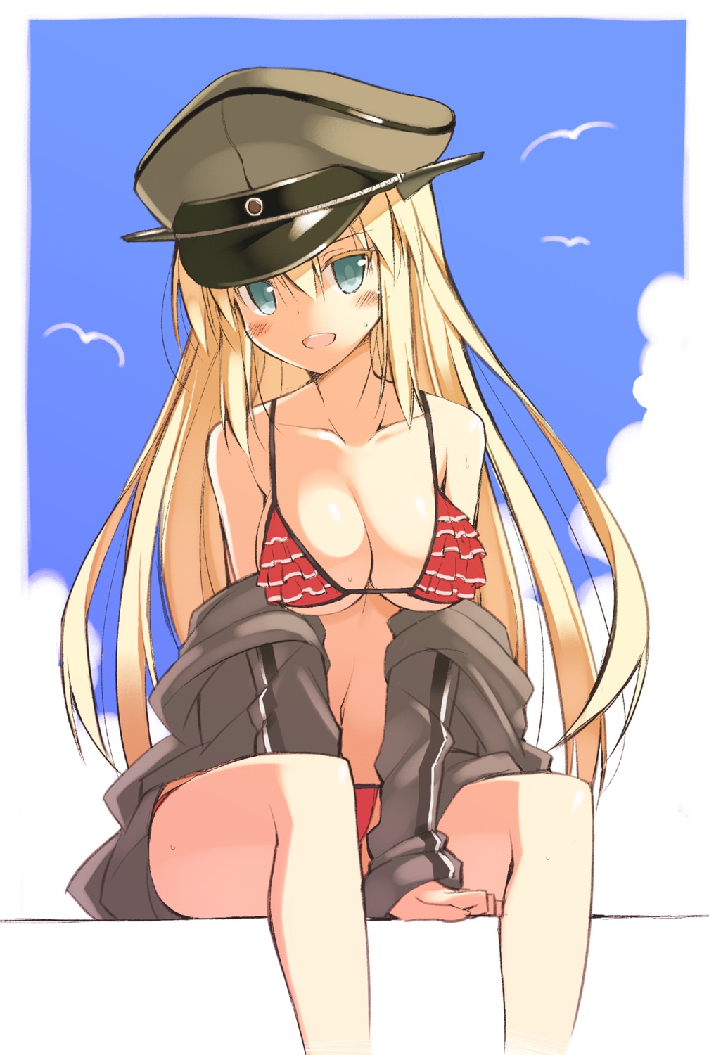 bikini bismarck_(kancolle) cleavage kantai_collection oota_yuuichi swimsuits