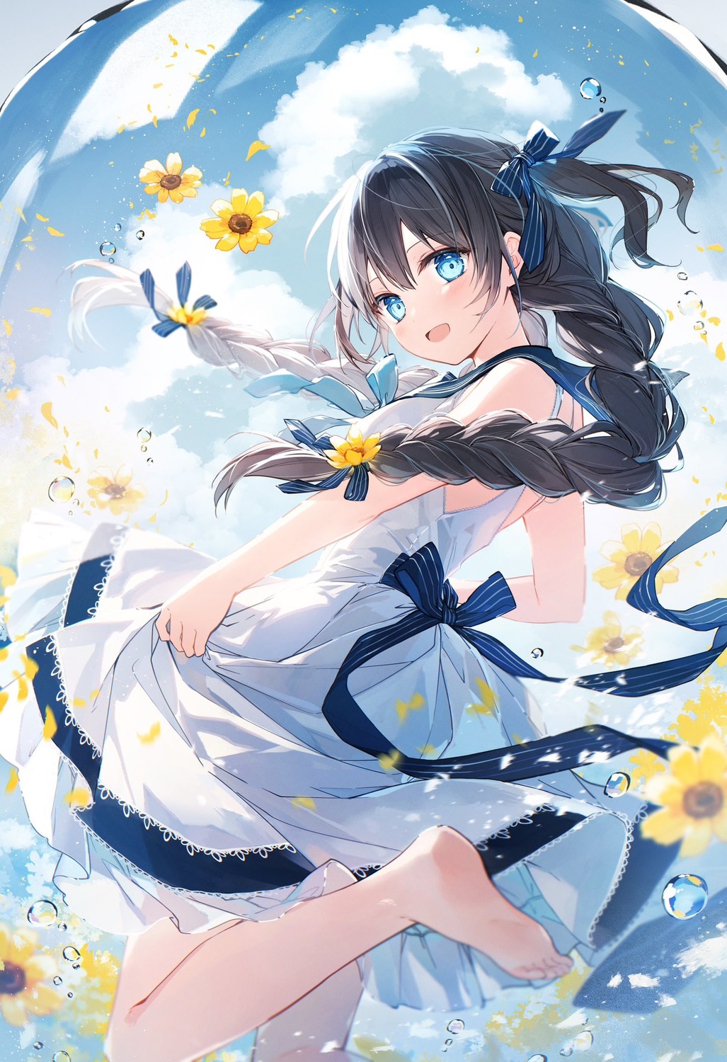 dress feet mochizuki_shiina skirt_lift summer_dress