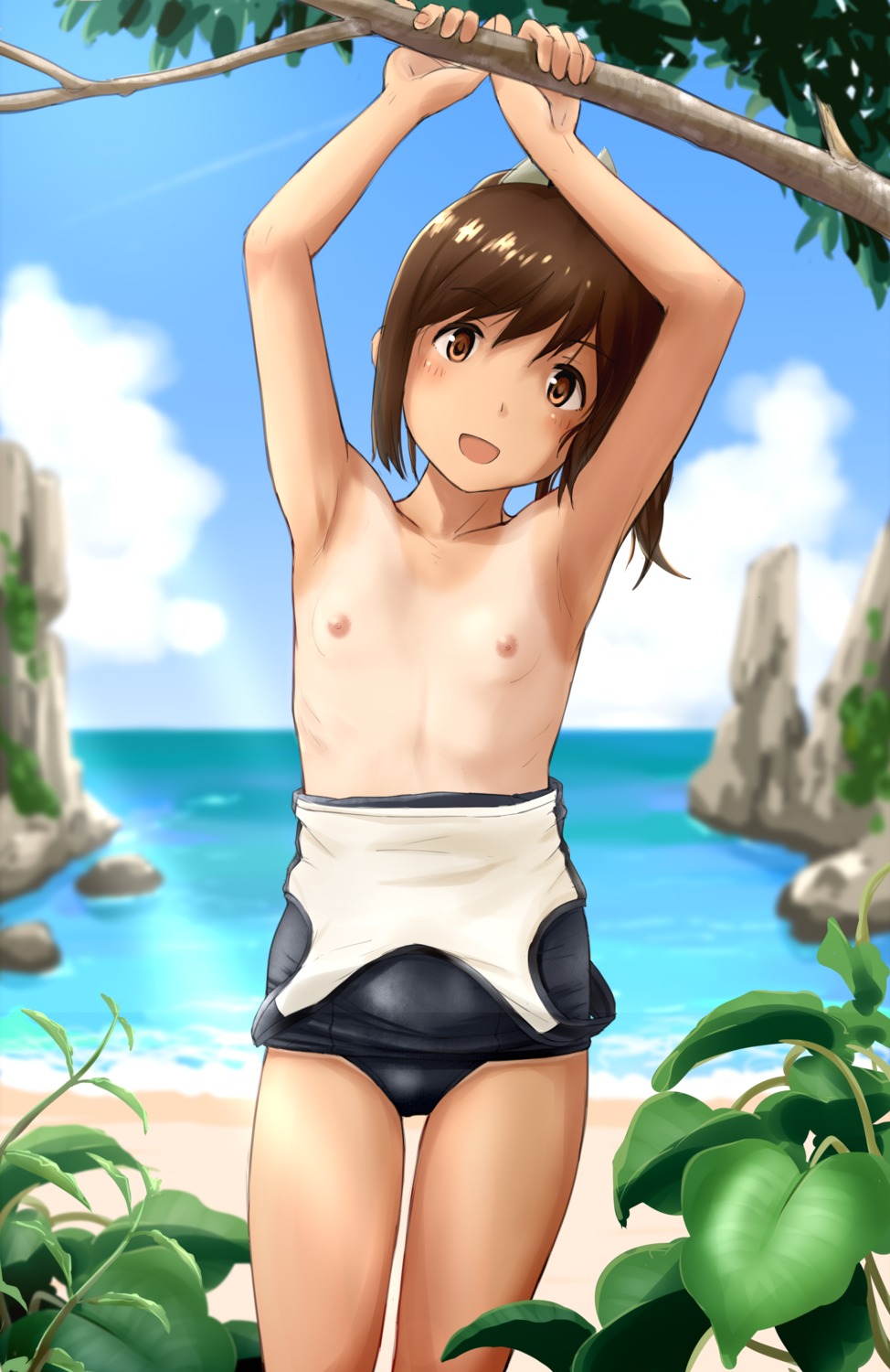 emonyu i-401_(kancolle) kantai_collection loli nipples school_swimsuit swimsuits tan_lines