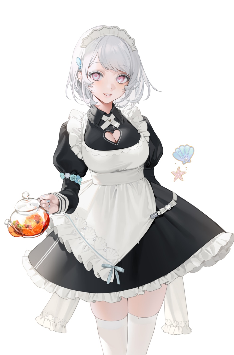 cleavage maid ohisashiburi thighhighs