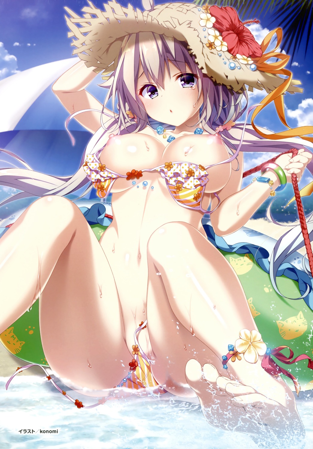 bikini breasts feet ikegai_mayu konomi minori nipples sono_hi_no_kemono_ni_wa swimsuits wardrobe_malfunction wet