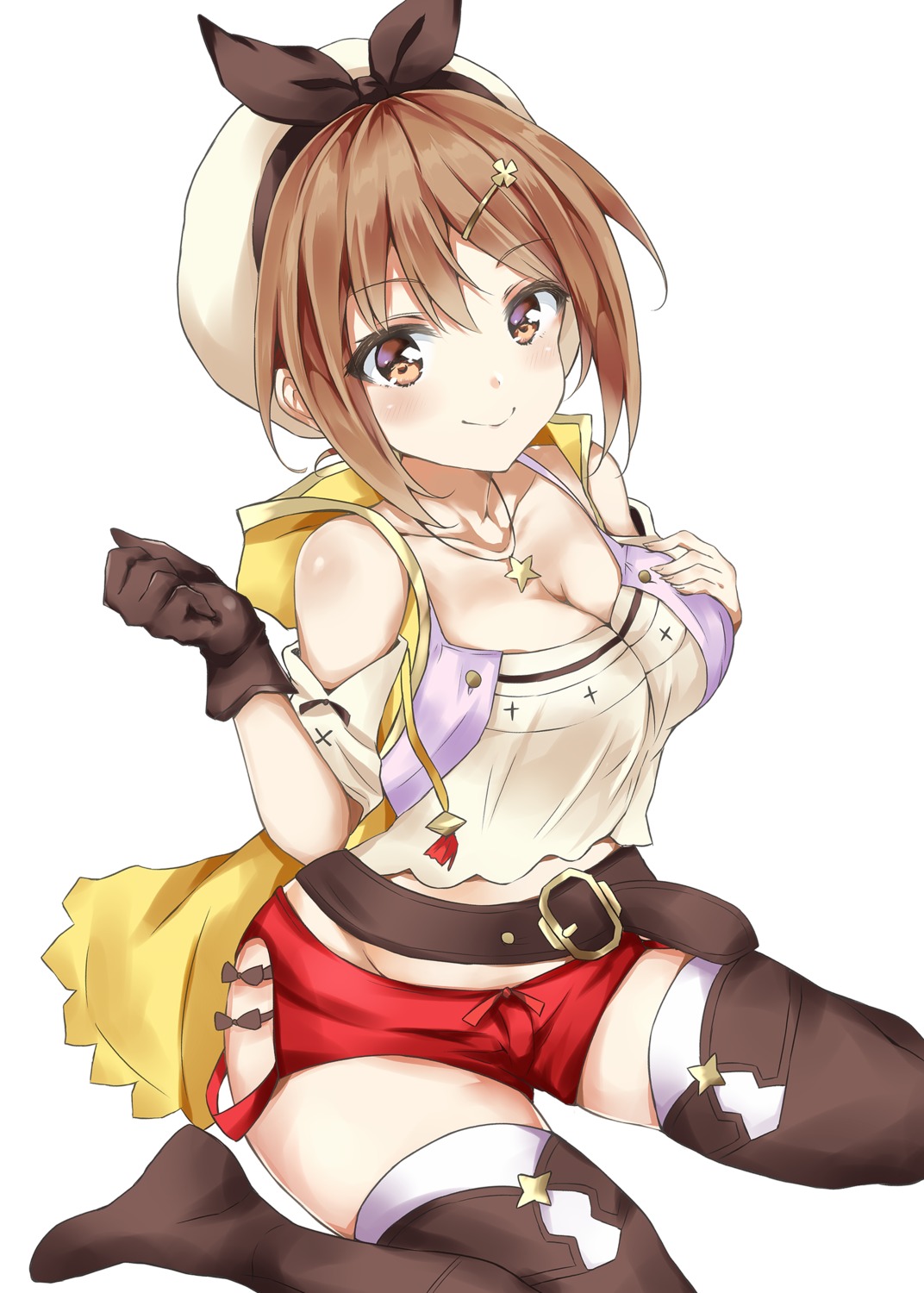 atelier atelier_ryza breast_hold cleavage kawahara_natsuki reisalin_stout thighhighs