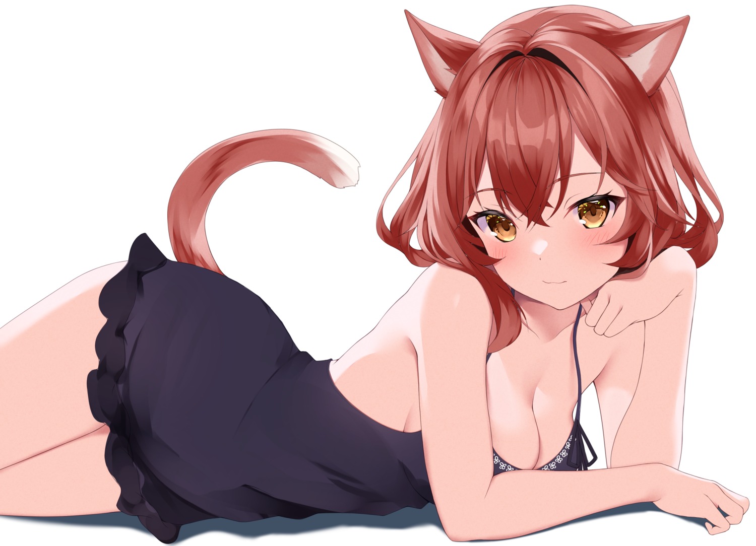 animal_ears dress koko_sokodoko nekomimi no_bra tail