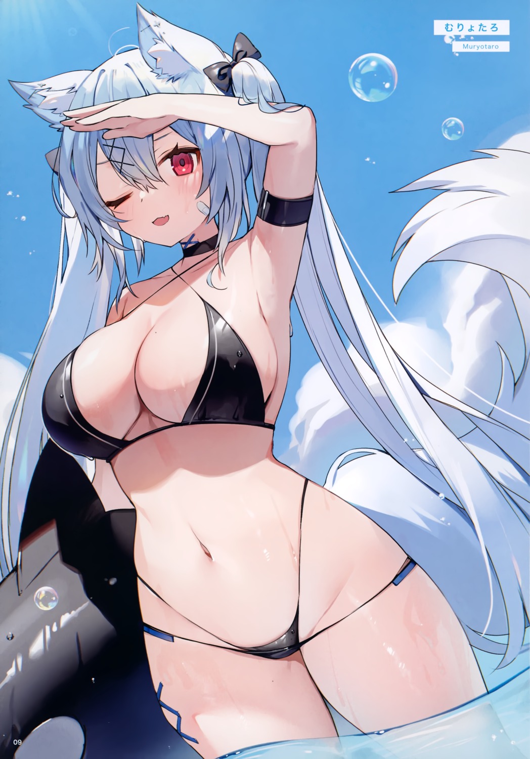 animal_ears bikini muryo swimsuits tail wet