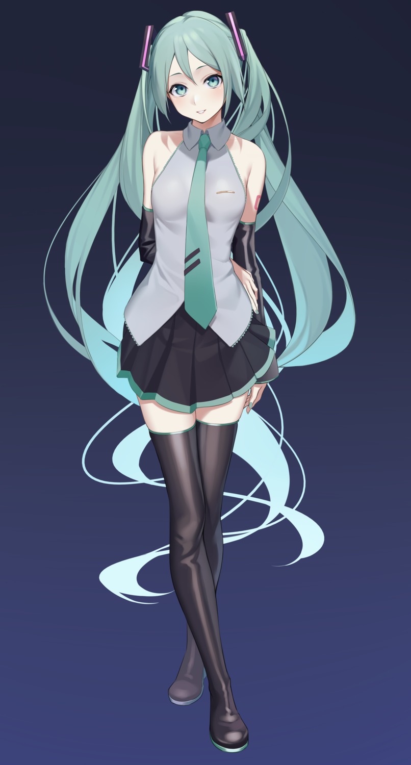 hatsune_miku kuen_(kuennn12) tattoo thighhighs vocaloid