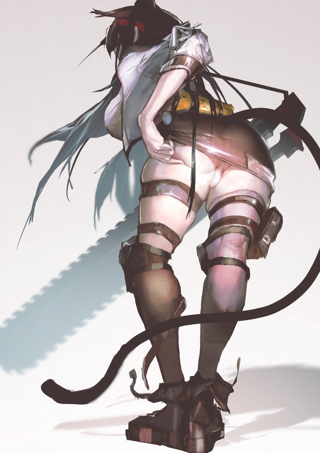 animal_ears arknights ass blaze_(arknights) garter neg_(101neg) pantsu skirt_lift tail thighhighs