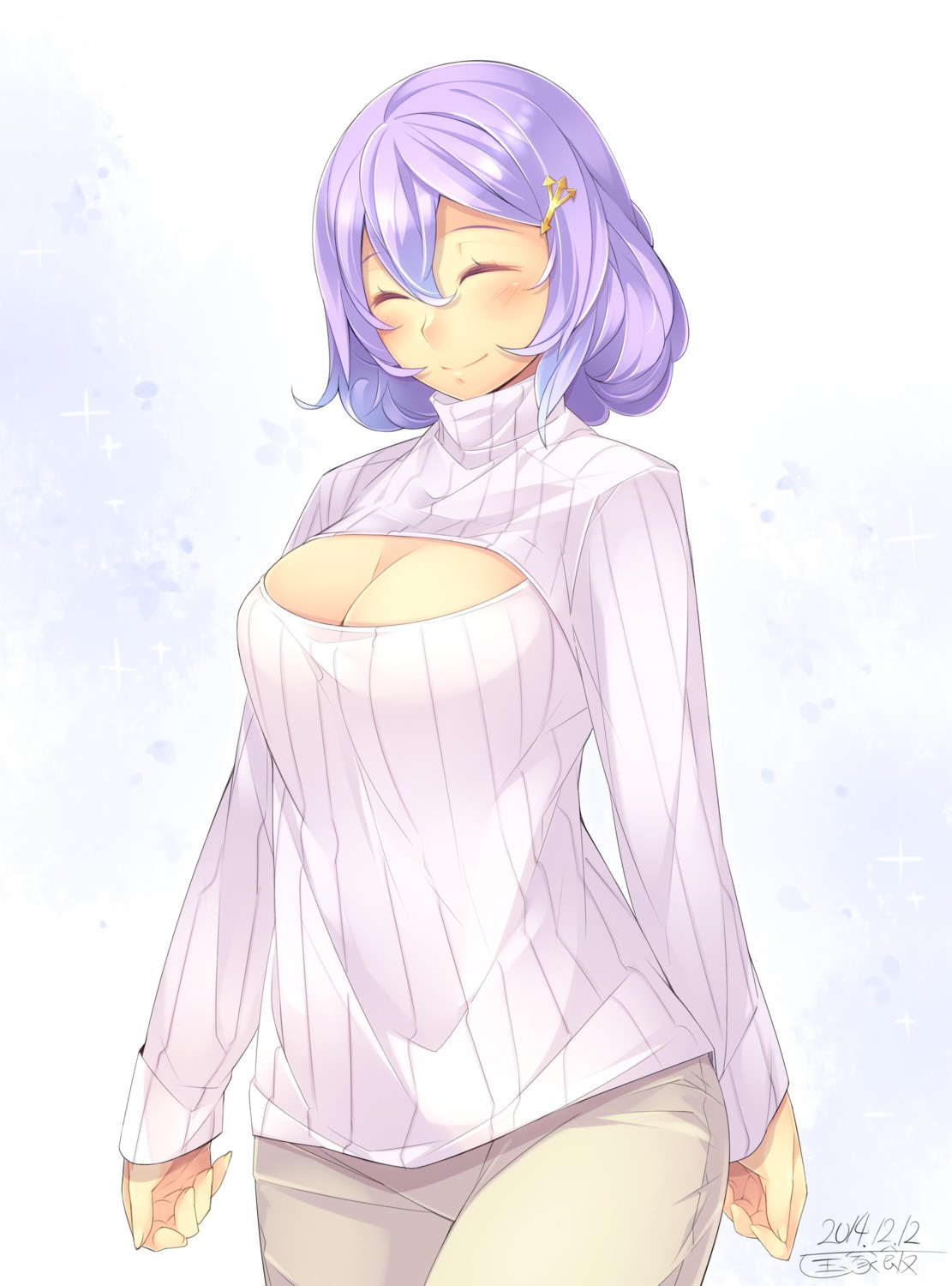 cleavage kokka_han letty_whiterock sweater touhou