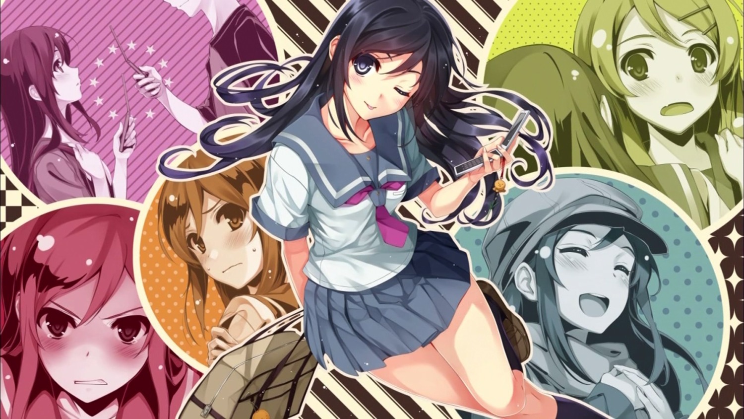 aragaki_ayase cap endcard kousaka_kirino misaki_kurehito ore_no_imouto_ga_konnani_kawaii_wake_ga_nai seifuku wallpaper