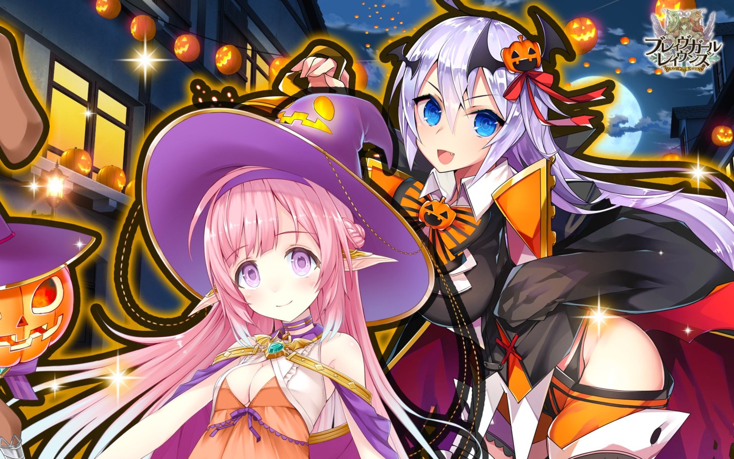 brave_girl_ravens cleavage halloween kou_mashiro pantsu pointy_ears tetsubuta wallpaper witch