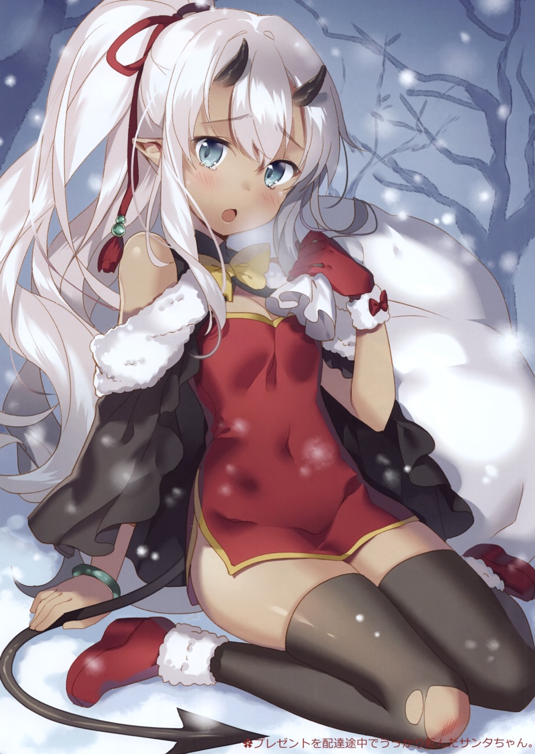 chinadress christmas cleavage heels horns pointy_ears tagme tail thighhighs torn_clothes