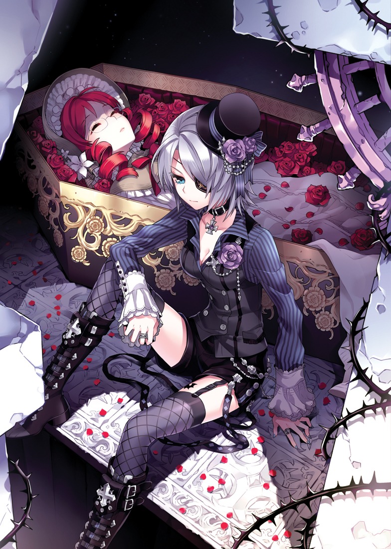 eyepatch fishnets heels iri_flina lolita_fashion megane nardack stockings sword_girls thighhighs vernika_answer