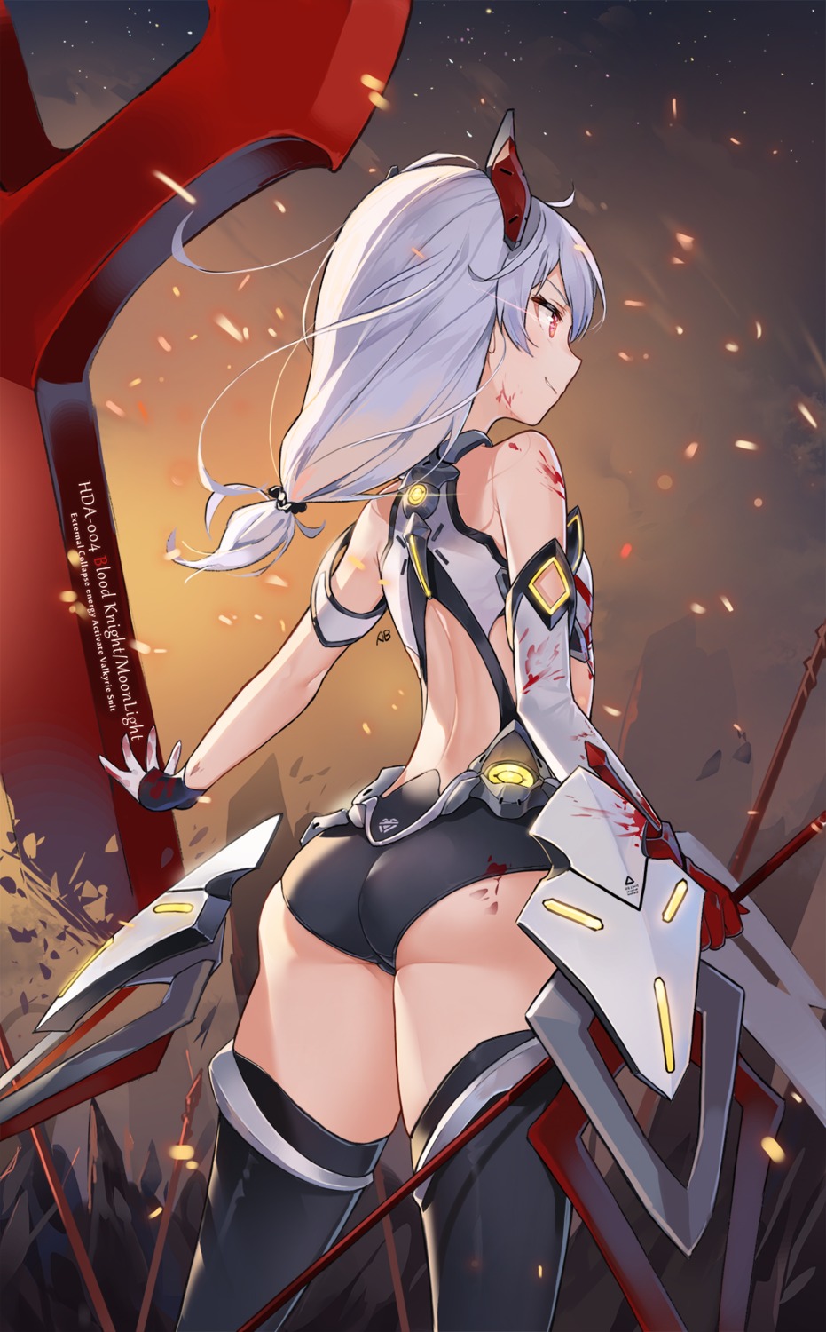 aliceblue ass benghuai_xueyuan bikini_armor blood honkai_impact theresa_apocalypse thighhighs weapon