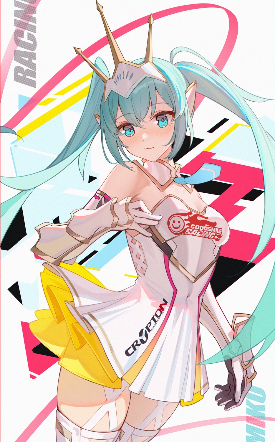 armor dress fly_tutu goodsmile_racing hatsune_miku racing_miku see_through stockings thighhighs vocaloid