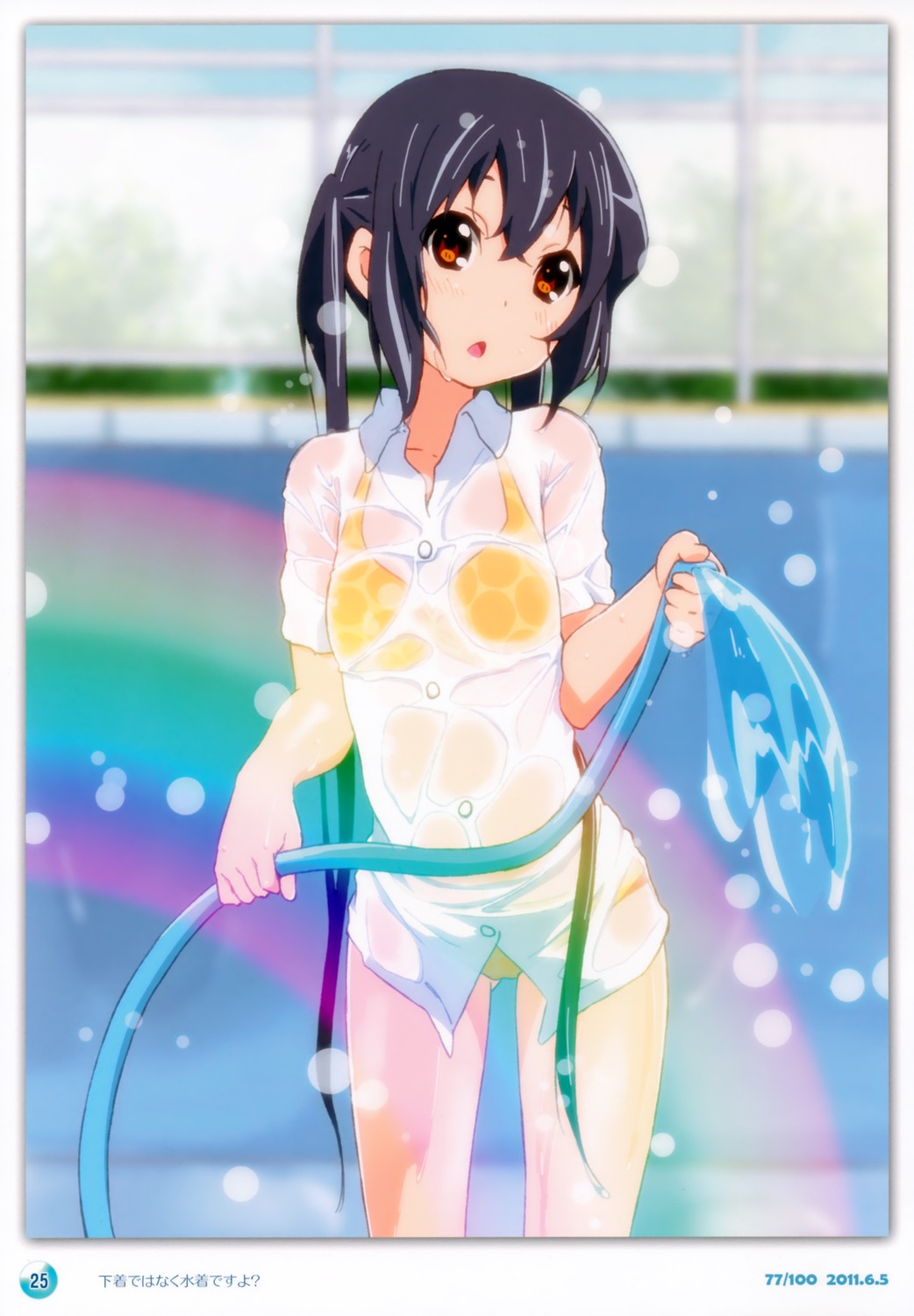 bikini dress_shirt errant k-on! nakano_azusa see_through singerly swimsuits wet_clothes