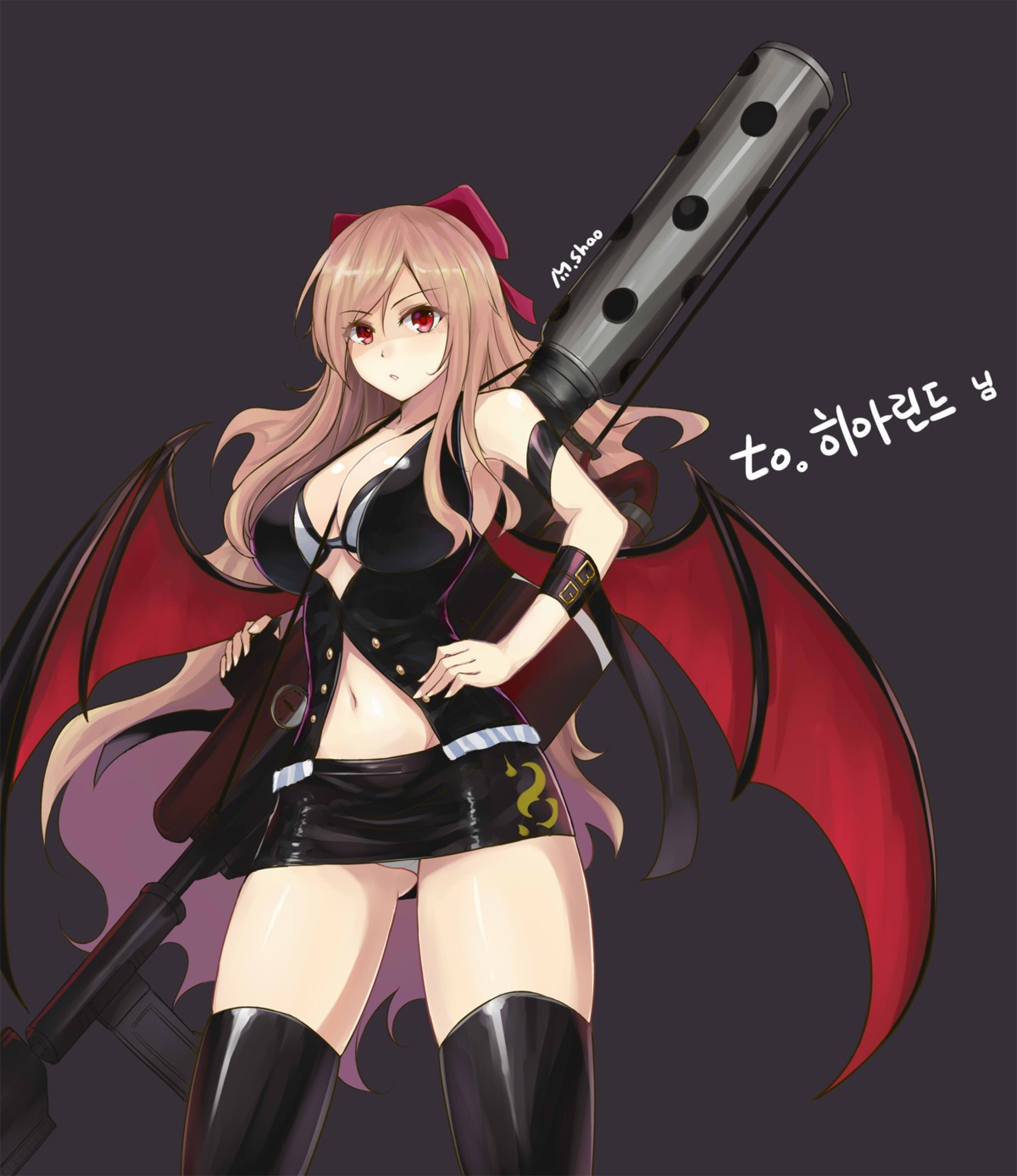 bra cleavage dungeon_fighter launcher m.shao pantsu thighhighs weapon wings