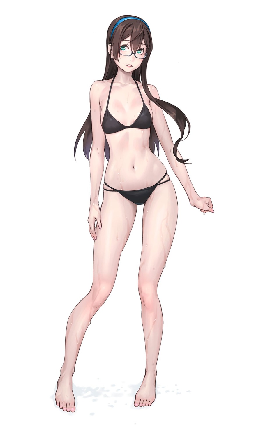 bikini jpeg_artifacts kantai_collection megane ooyodo_(kancolle) swimsuits wet yuuji_(and)