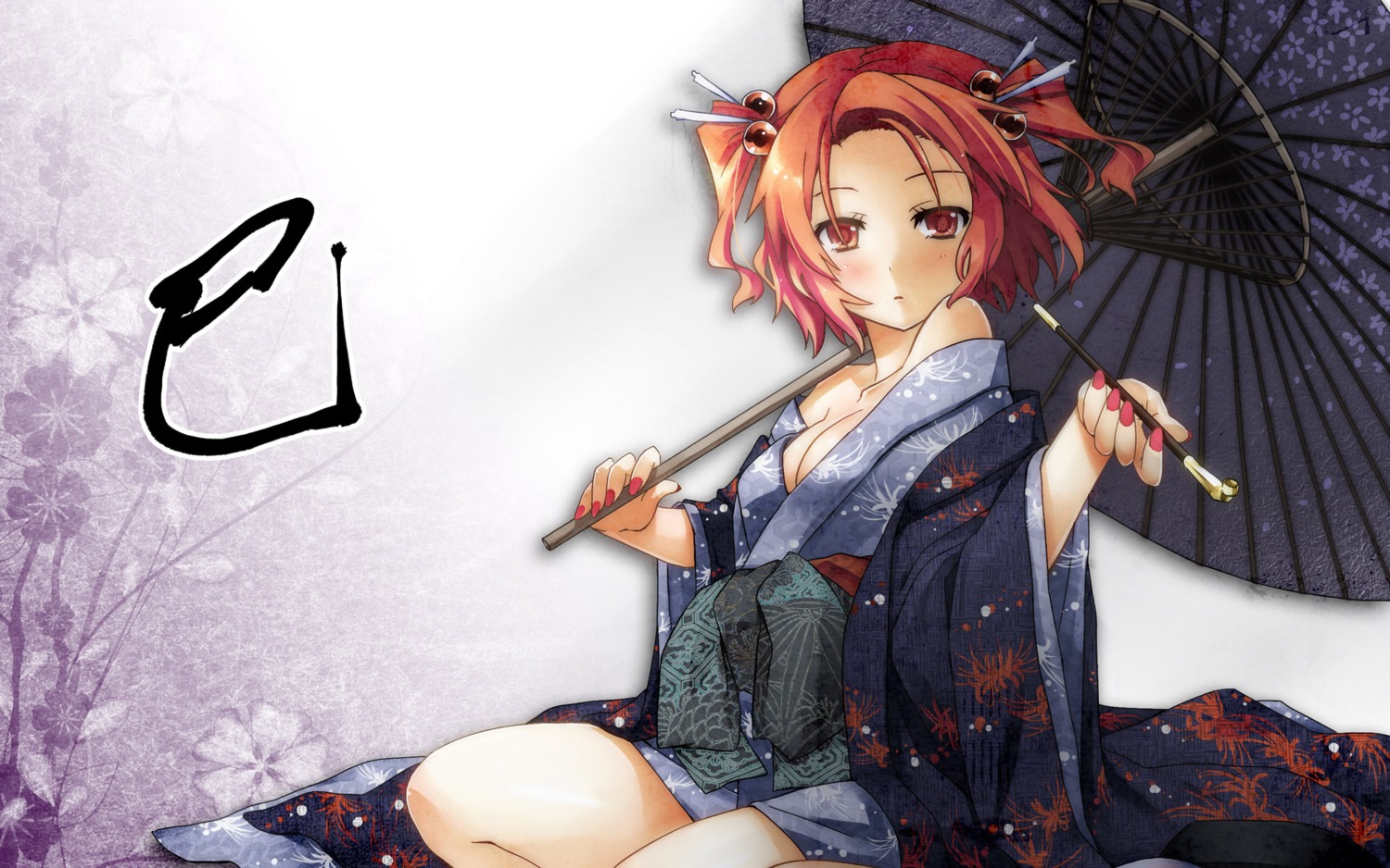 cleavage kimono onozuka_komachi touhou wallpaper yuuki_eishi