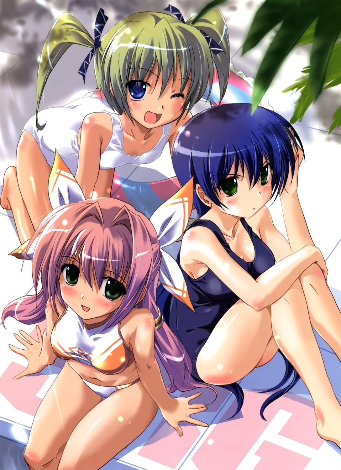 amatsuka_fubiki bikini cleavage komatsu_e-ji school_swimsuit seto_sakuya shinonome_kyouka suparobo_gakuen swimsuits