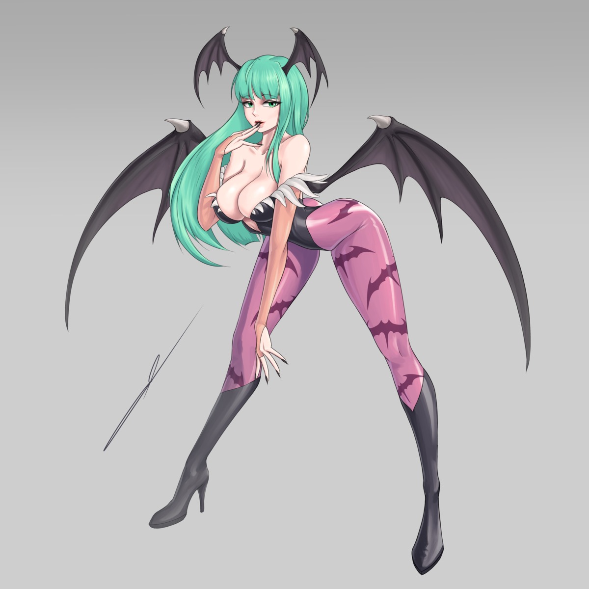 dark_stalkers heels leotard morrigan_aensland pantyhose skarj wings