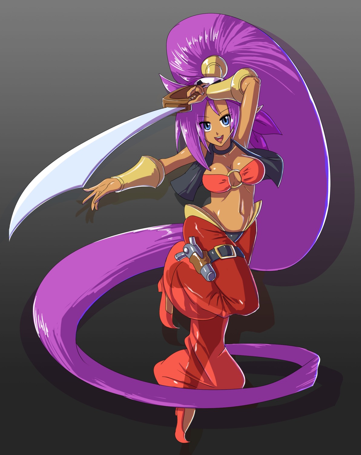 garter gun no_bra pointy_ears see_through shantae shantae_(character) sword tagme