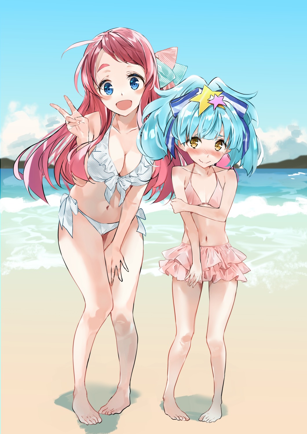 bikini cleavage fujisaki_ribbon hoshikawa_lily minamoto_sakura swimsuits trap zombieland_saga