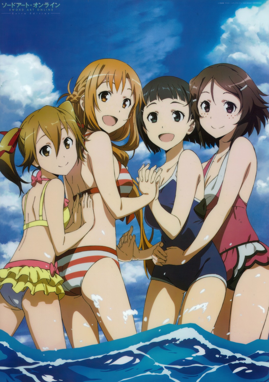 asuna_(sword_art_online) bikini kirigaya_suguha scanning_dust shinozaki_rika silica swimsuits sword_art_online