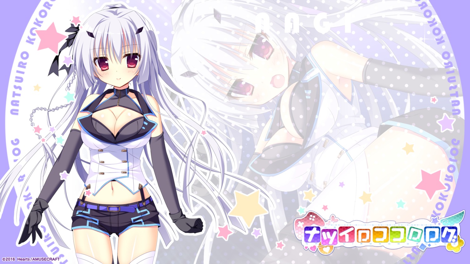 cleavage hearts nagi_kisara natsuiro_kokoro_log shiromochi_sakura thighhighs wallpaper