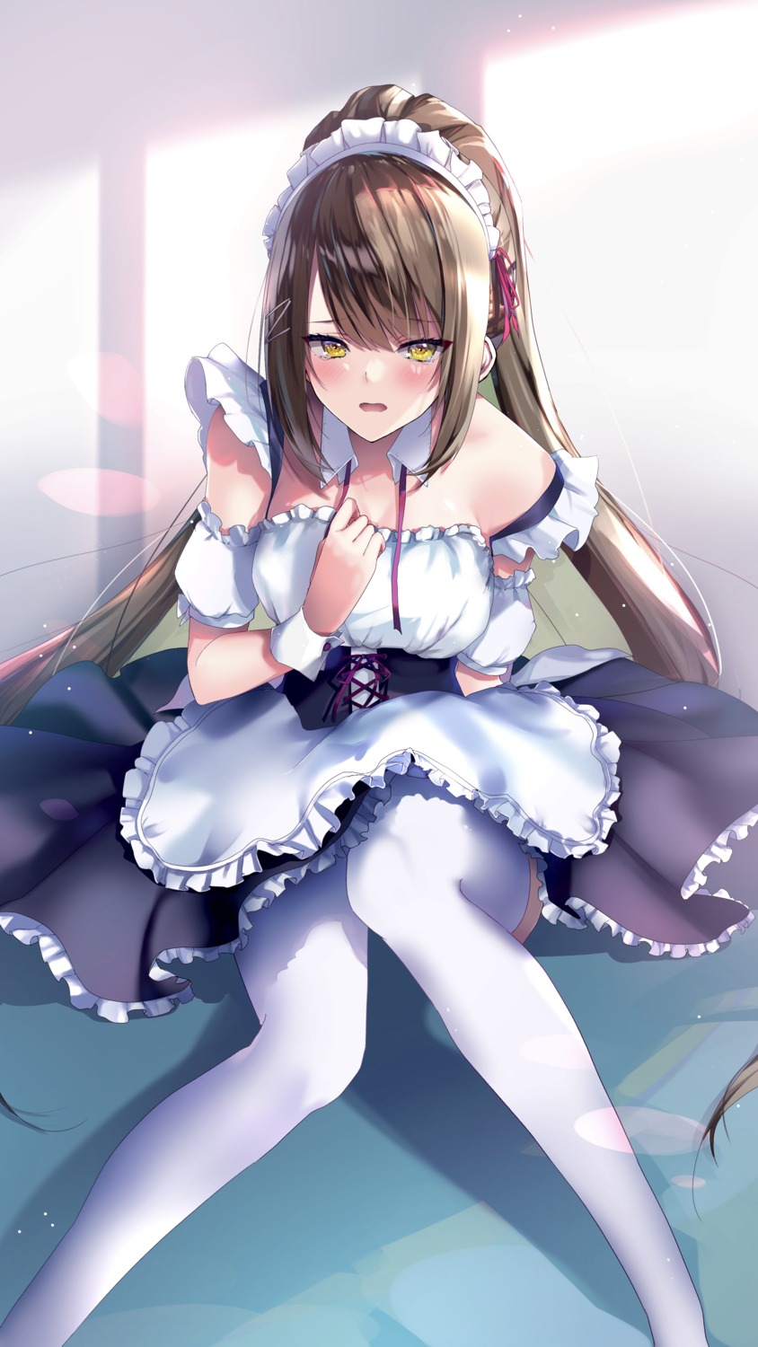 chabashira_sae maid ryo_utomiya thighhighs youkoso_jitsuryoku_shijou_shugi_no_kyoushitsu_e