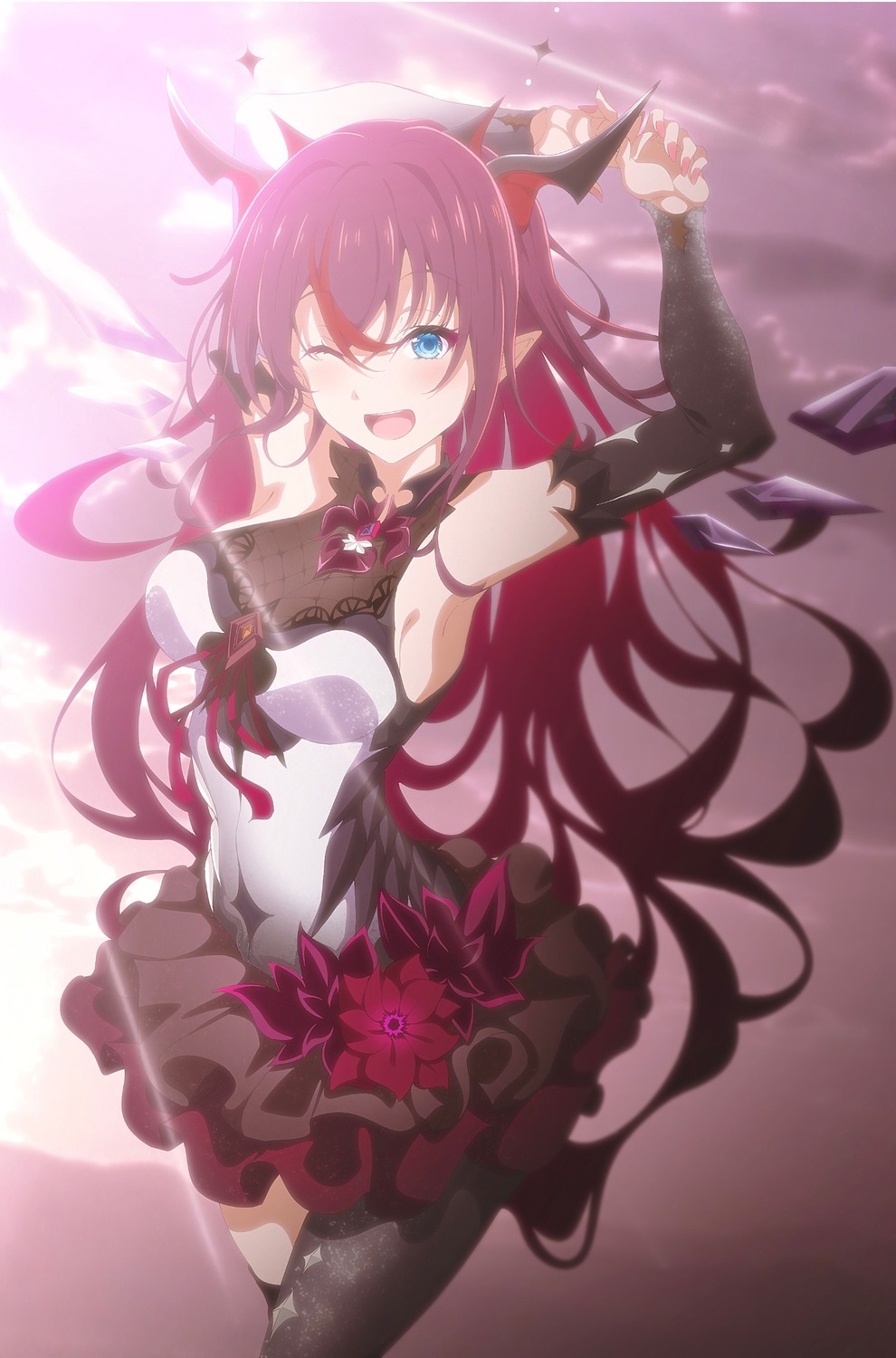 heterochromia hololive hololive_english horns irys_(hololive) pointy_ears tagme thighhighs wings