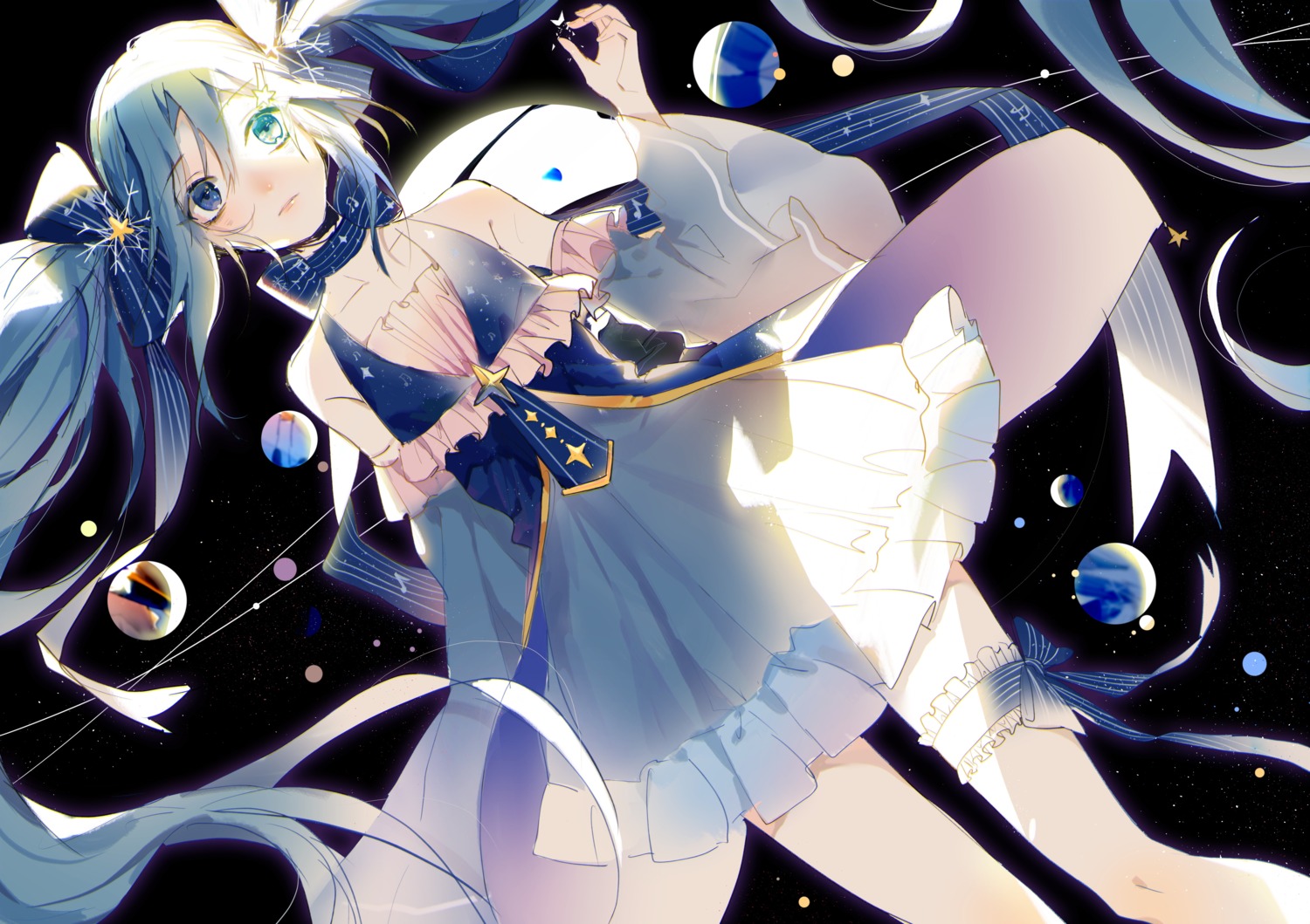 dress garter hatsune_miku vocaloid yuki_miku zhibuji_loom