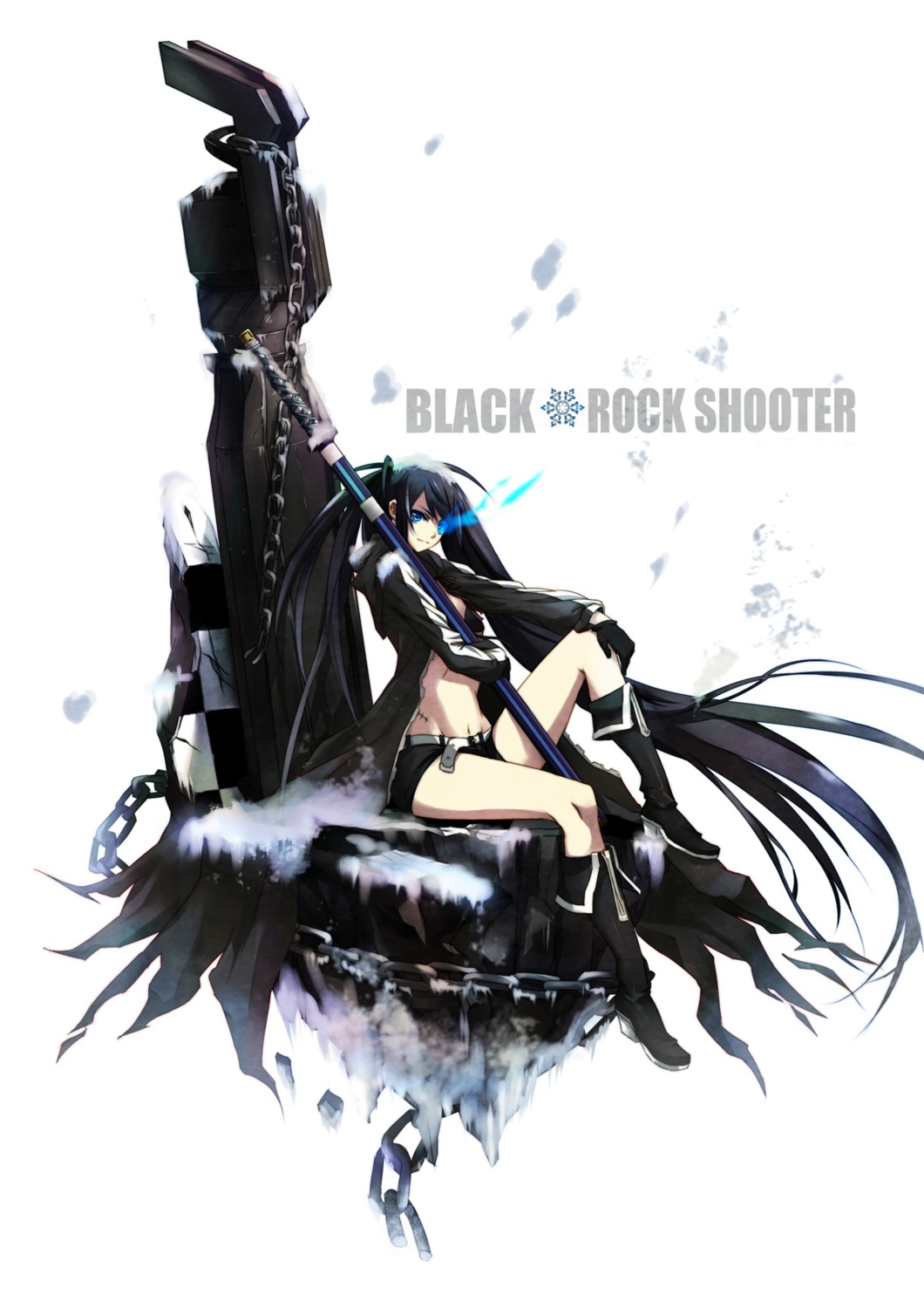 black_rock_shooter black_rock_shooter_(character) gun steelleets sword vocaloid
