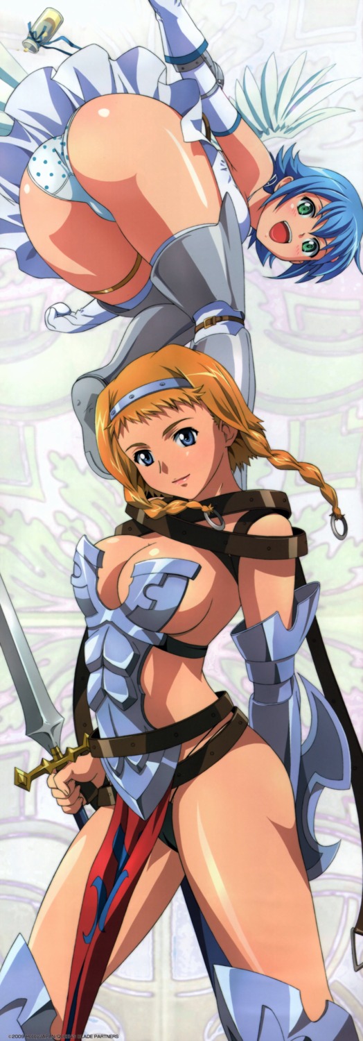 armor ass cleavage leina nanael pantsu queen's_blade stick_poster sword thighhighs wings