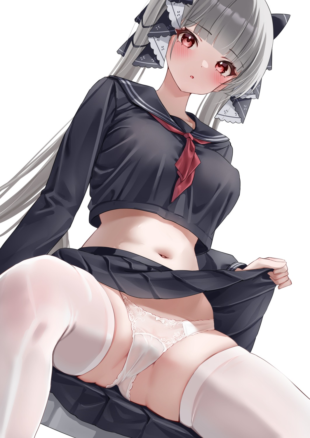 azur_lane cameltoe classic_(zildjian33) formidable_(azur_lane) pantsu seifuku skirt_lift thighhighs thong