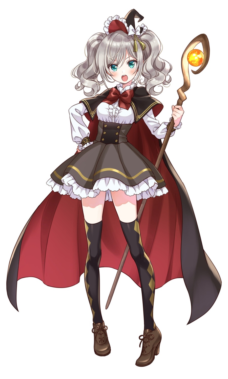 heels morikura_en thighhighs weapon witch