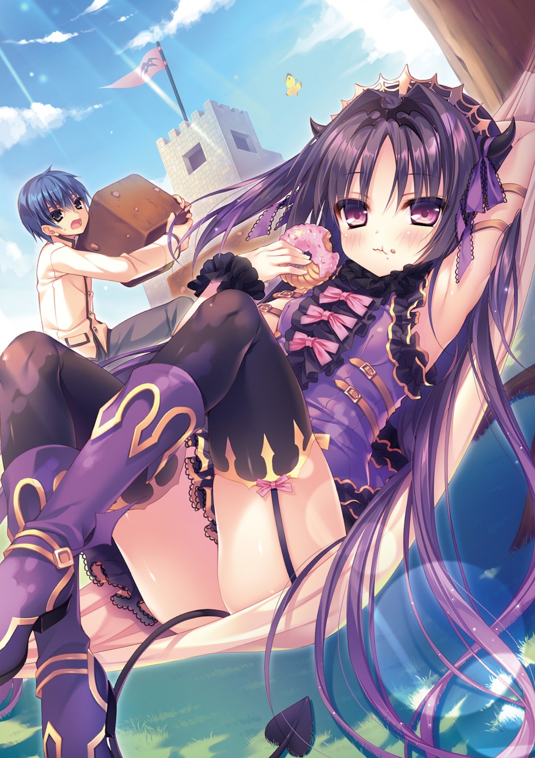 heels horns rubi-sama skirt_lift stockings tail thighhighs