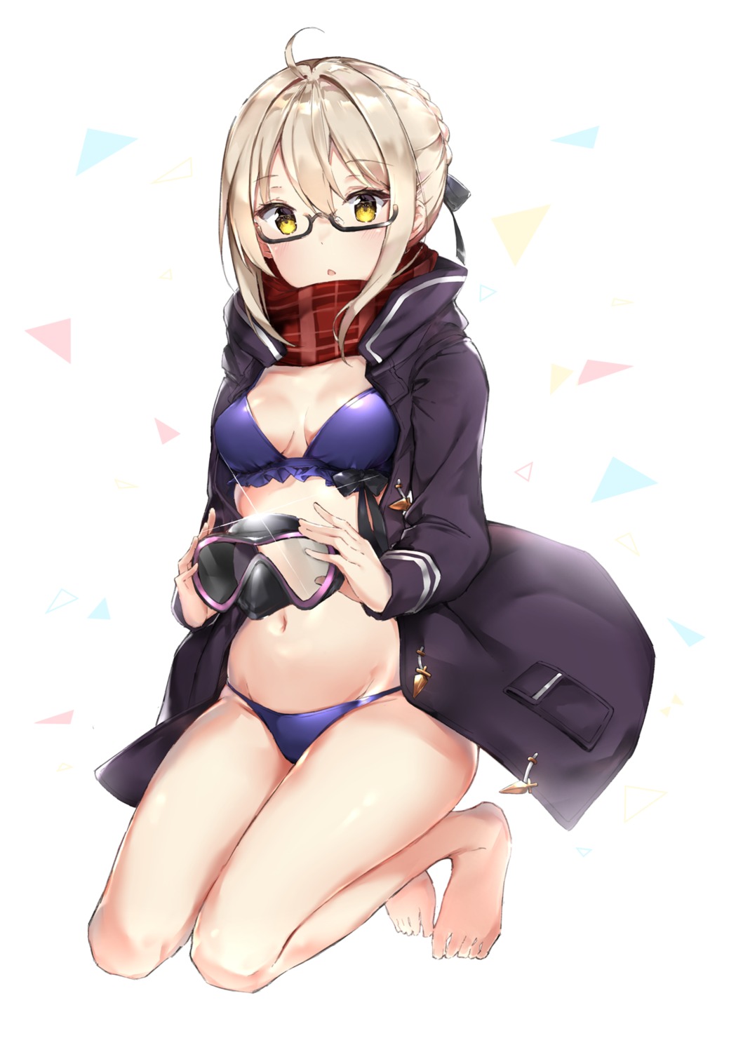 bikini cleavage fate/grand_order heroine_x_alter kuran_(yourcatissick) megane open_shirt swimsuits