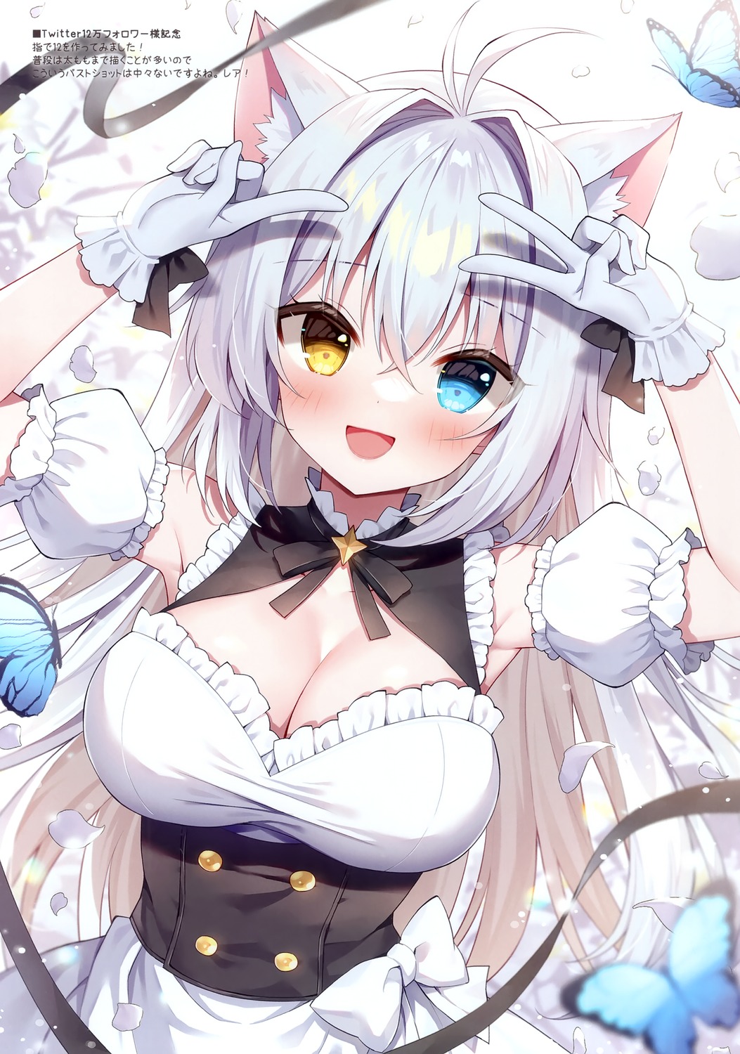 aina_rive animal_ears heterochromia maid mauve nekomimi wata★punch