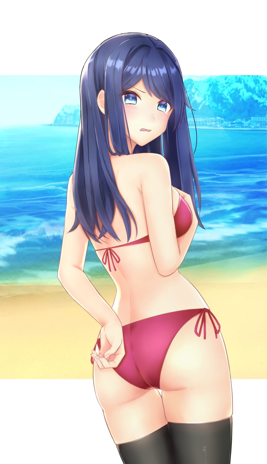 ass bikini breast_hold jyu-so swimsuits thighhighs