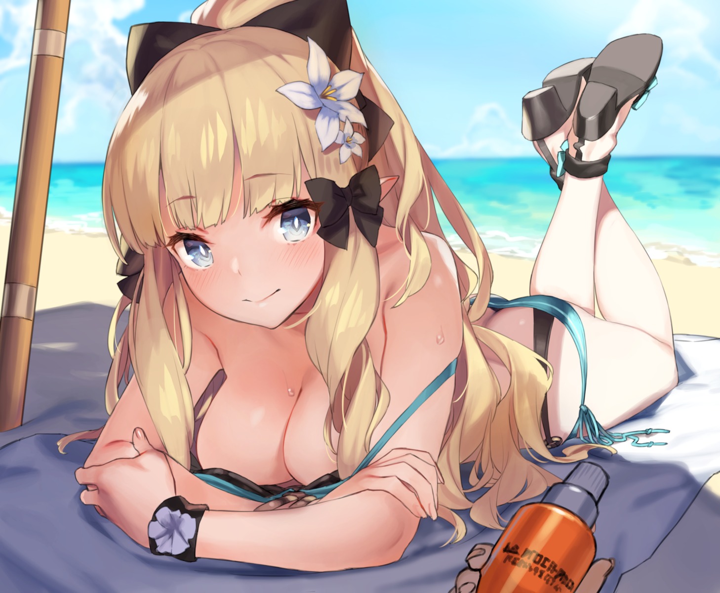 92m bikini heels princess_connect! princess_connect!_re:dive sasaki_saren swimsuits wardrobe_malfunction