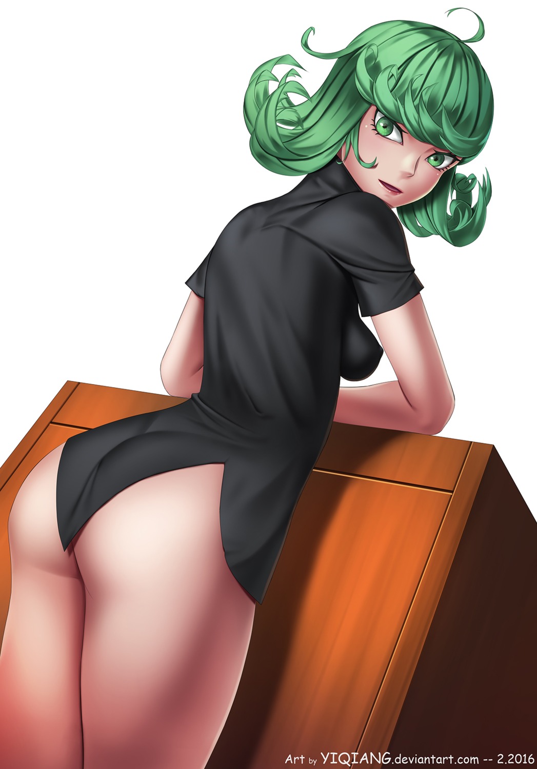 ass bottomless erect_nipples official_watermark one_punch_man tatsumaki_(one_punch_man) yi_qiang