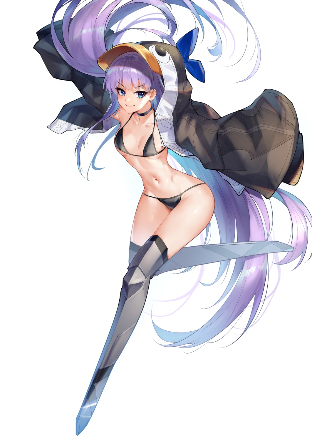 armor bikini fate/grand_order kaer_sasi_dianxia meltlilith open_shirt penguin swimsuits thighhighs