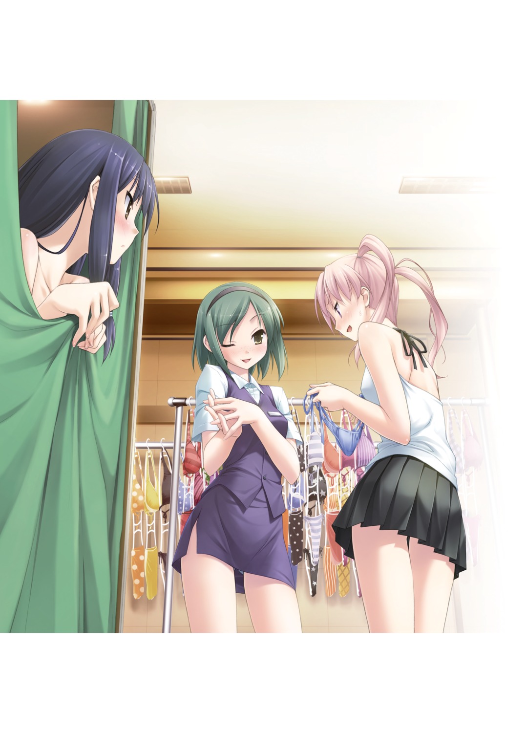 bikini cube digital_version kantoku katsuragi_chie natsu_no_ame pantsu sakurai_tomomi skirt_lift swimsuits topless