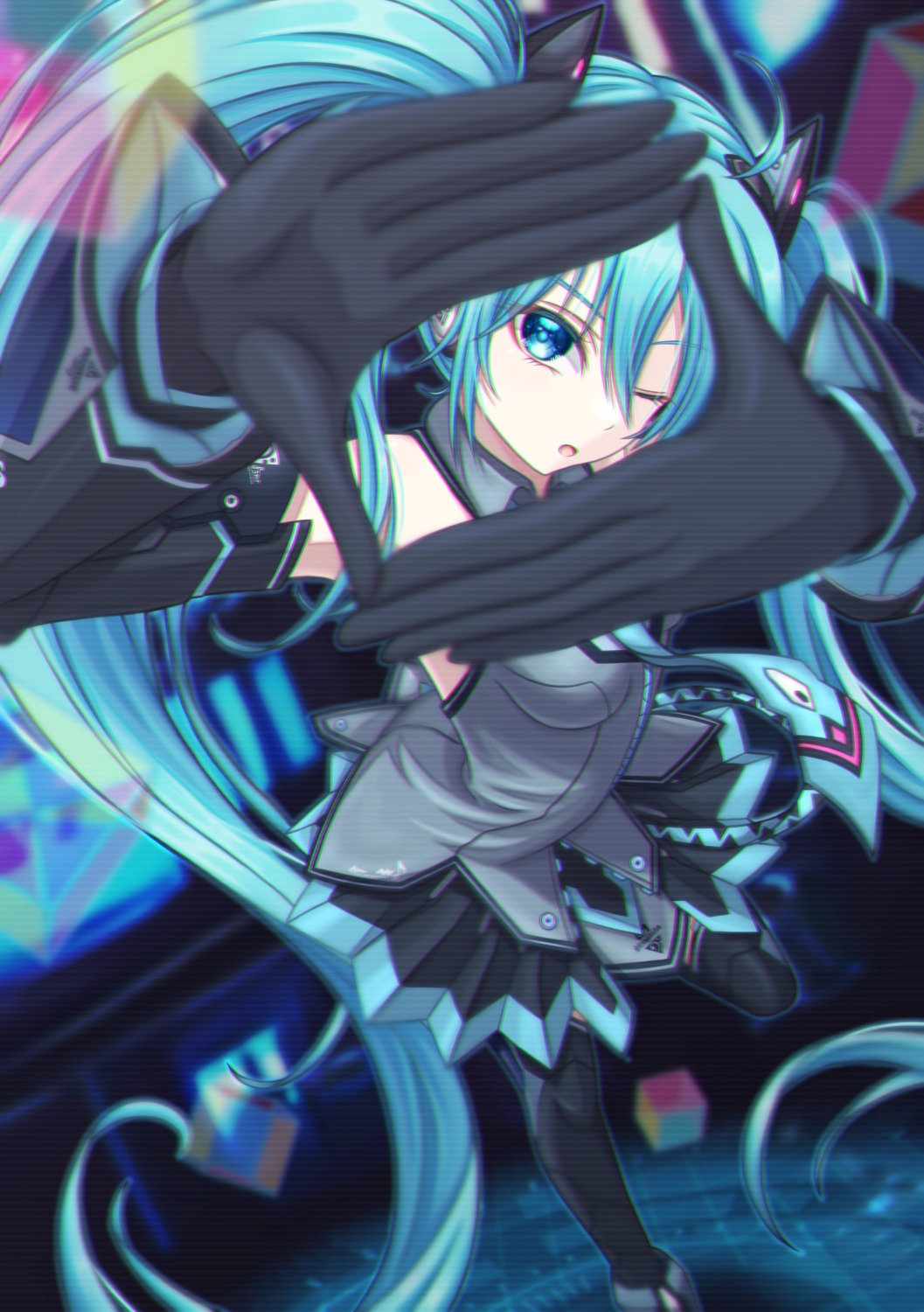 assiette47 hatsune_miku headphones thighhighs vocaloid