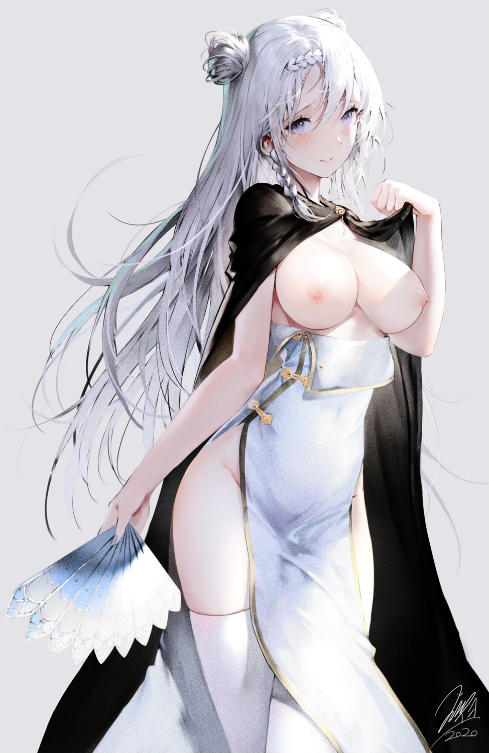 breasts chinadress haori_io nipples no_bra nopan open_shirt thighhighs