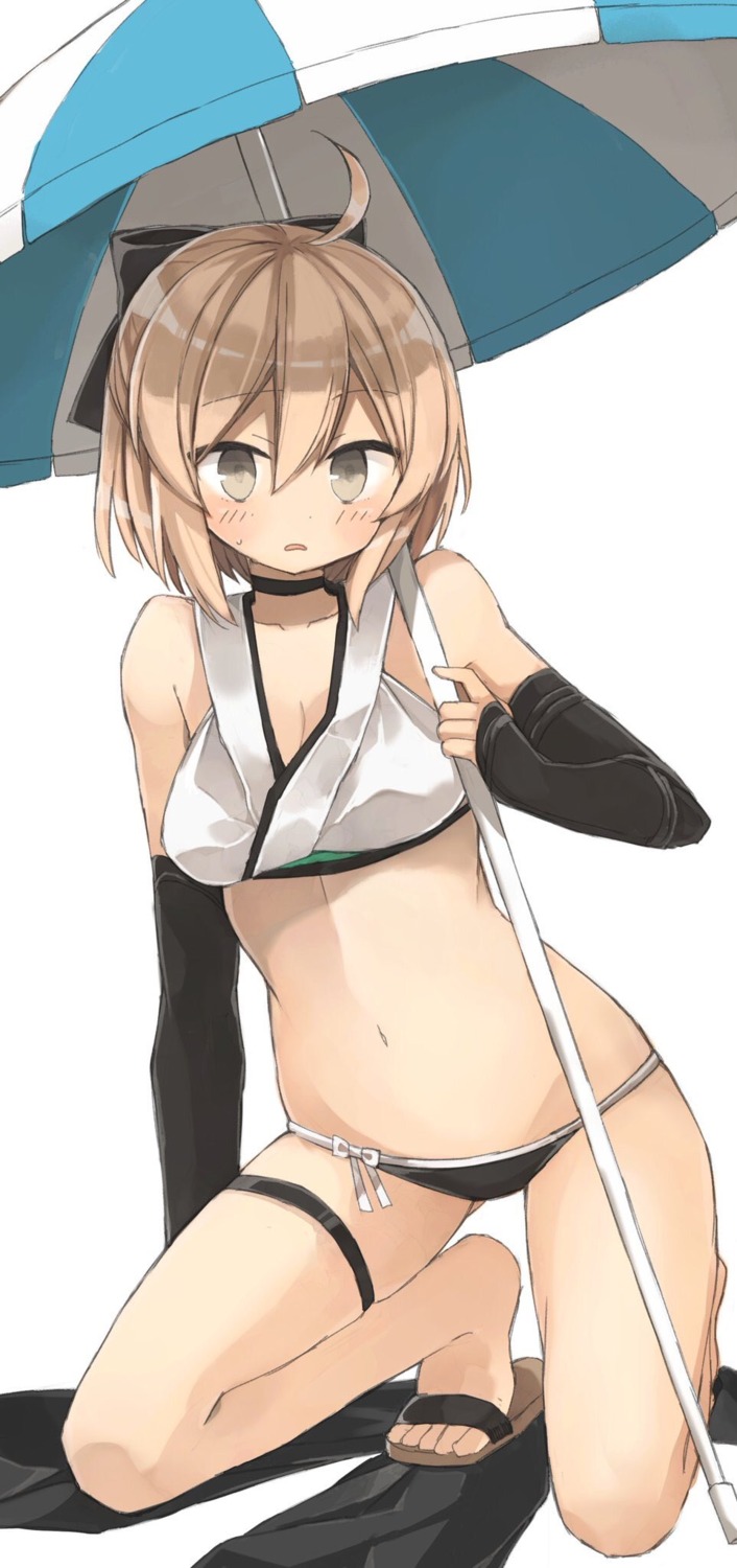 bikini cleavage fate/grand_order garter murakami_meishi okita_souji_(fate) swimsuits