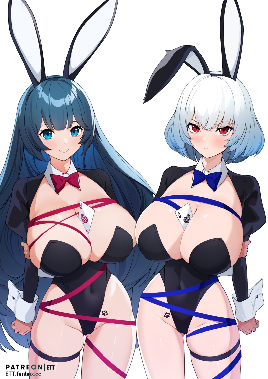 animal_ears bunny_ears bunny_girl ett garter last_origin no_bra oberonia_rhea tattoo titania_frost_(last_origin)