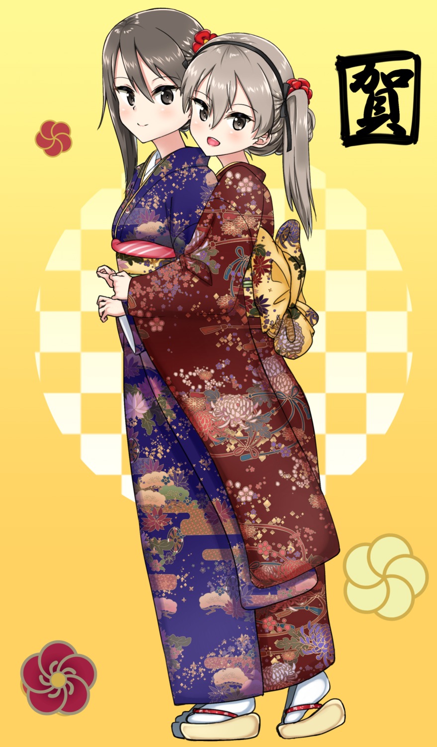 girls_und_panzer hikyakuashibi kimono mika_(girls_und_panzer) shimada_arisu