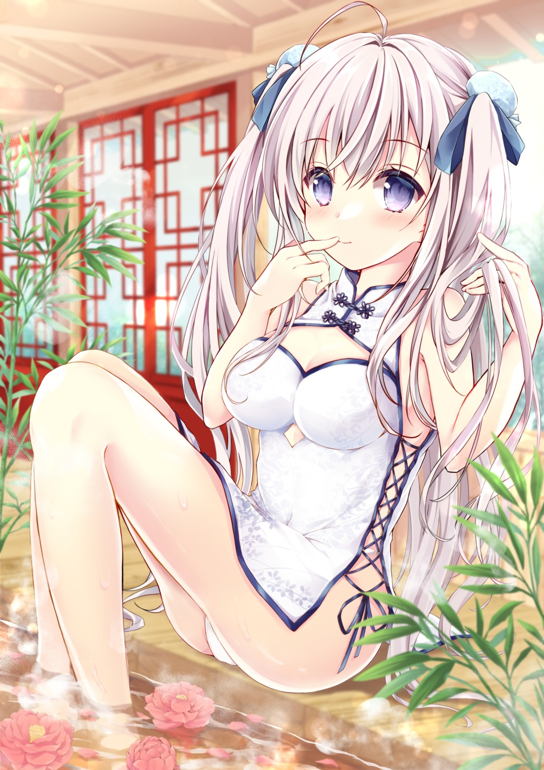 chinadress cleavage maya_(tirolpop) pantsu skirt_lift wet