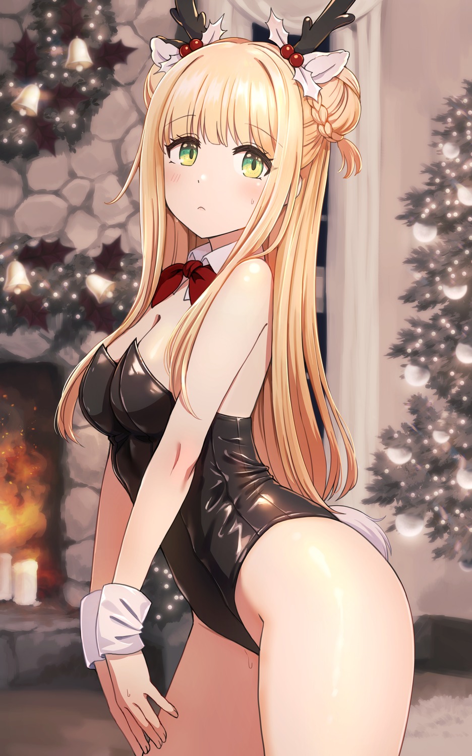 animal_ears bbb3y1 bunny_girl christmas d4dj fukushima_noa horns no_bra tail