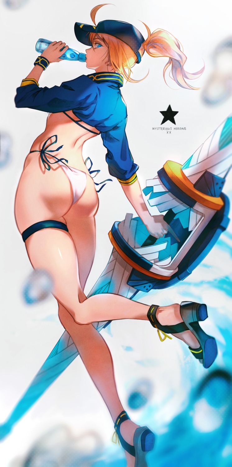 ass bikini fate/grand_order garter heels heroine_xx swimsuits tamayai weapon